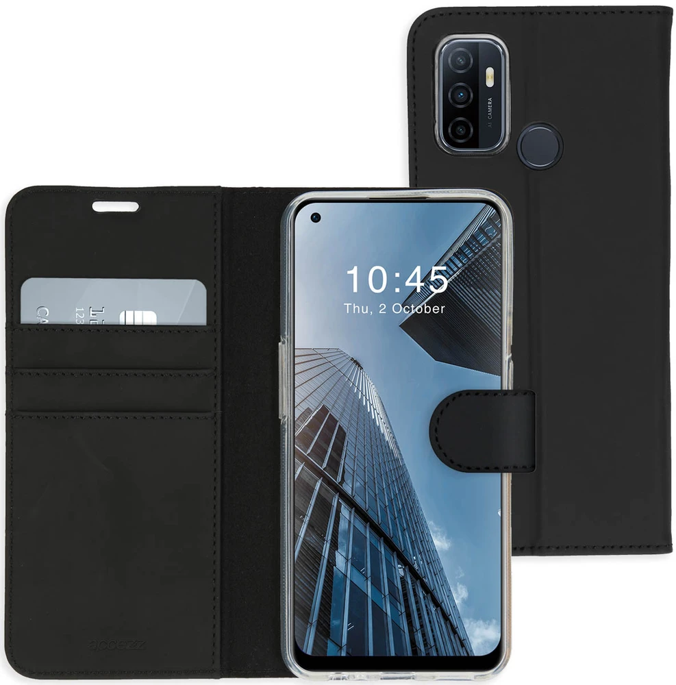 Accezz piniginės tipo TPU atverčiamas dėklas, skirtas Oppo A53 / Oppo A53s – Juodas