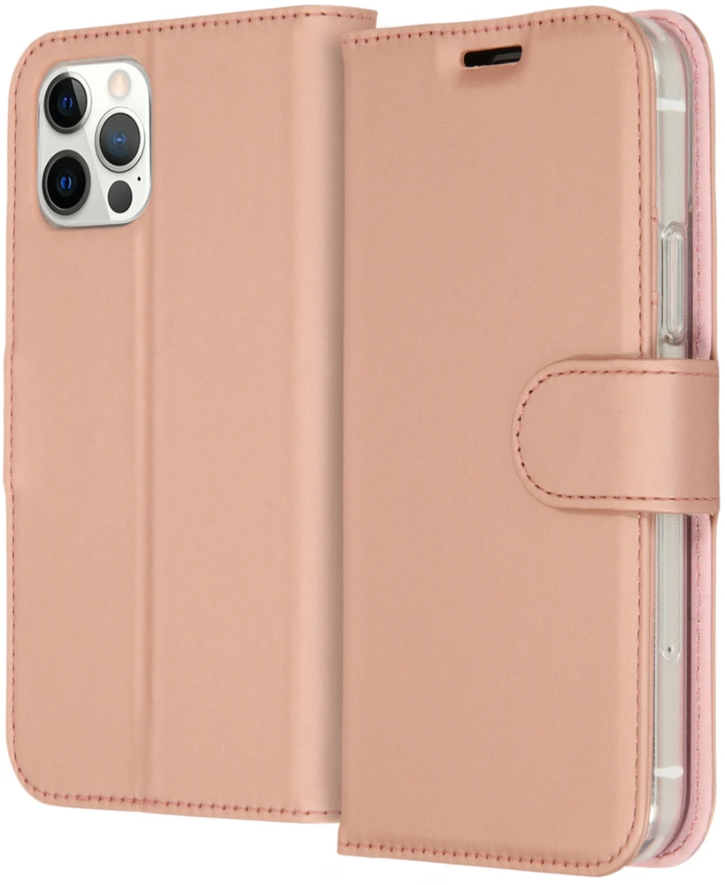 Accezz piniginės tipo TPU atverčiamas dėklas, skirtas iPhone 12 (Pro) – rožinio aukso spalvos