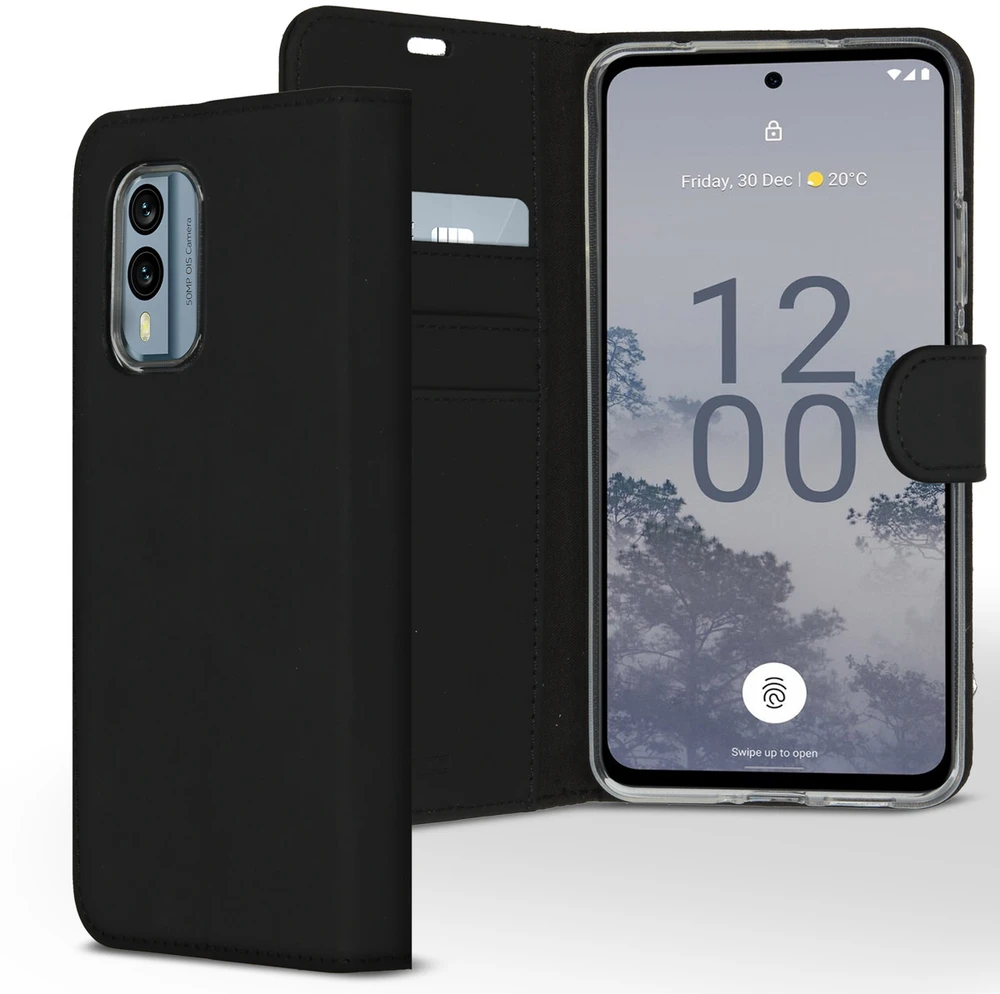 Accezz piniginės tipo TPU atverčiamas dėklas, skirtas Nokia X30 – juodas