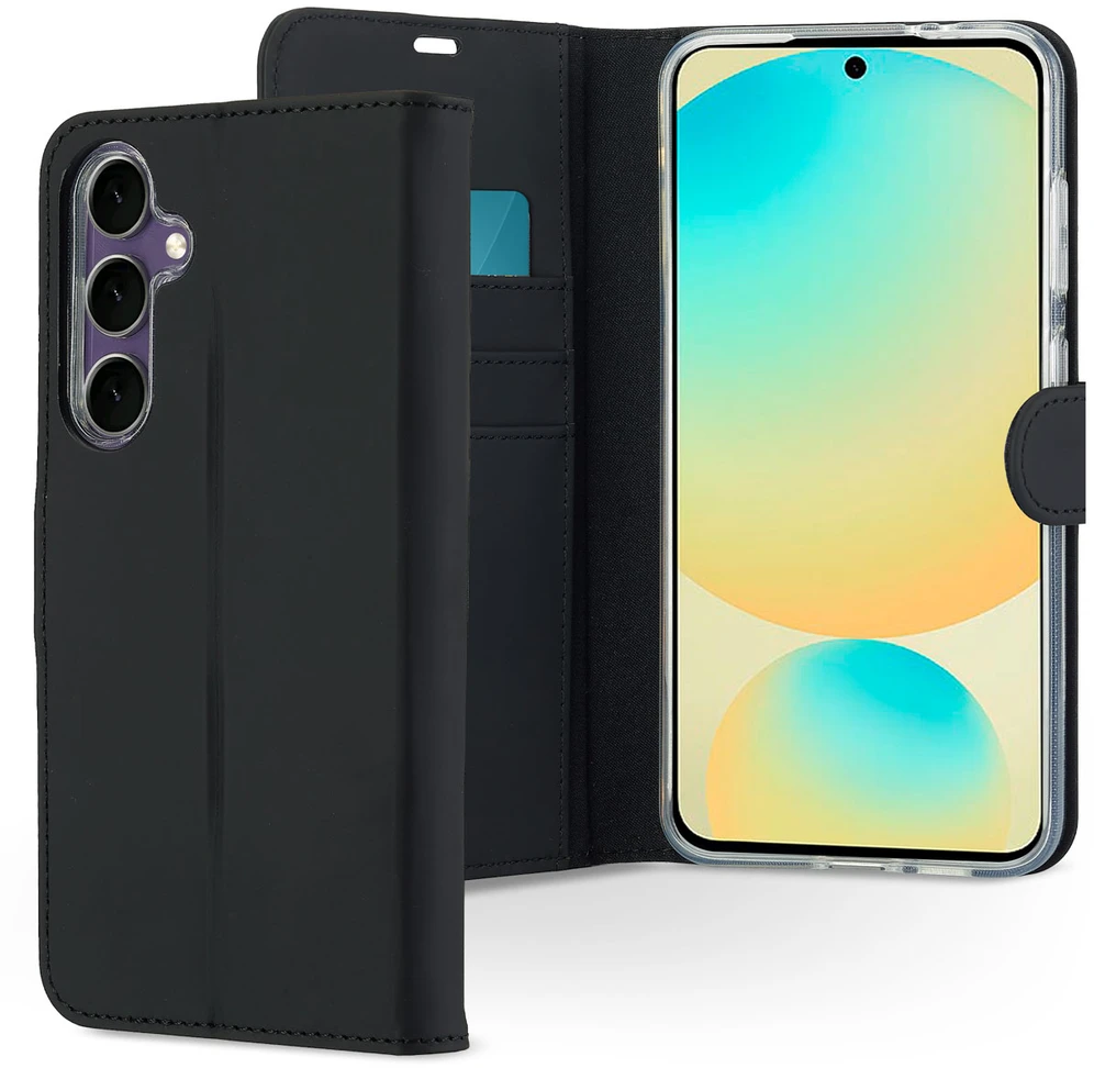 Accezz piniginės tipo TPU atverčiamas dėklas, skirtas Samsung Galaxy S24 FE – juodas