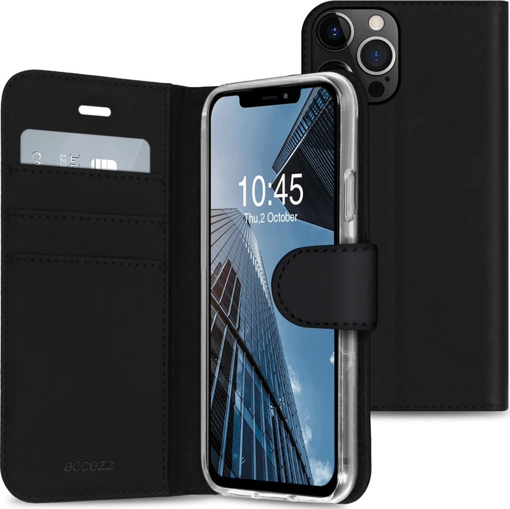 Accezz piniginės tipo TPU atverčiamas dėklas, skirtas iPhone 13 Pro – juodas