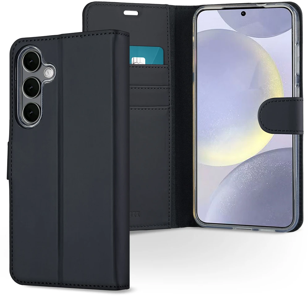 Accezz piniginės tipo TPU atverčiamas dėklas, skirtas Samsung Galaxy S25 Plus – juodas