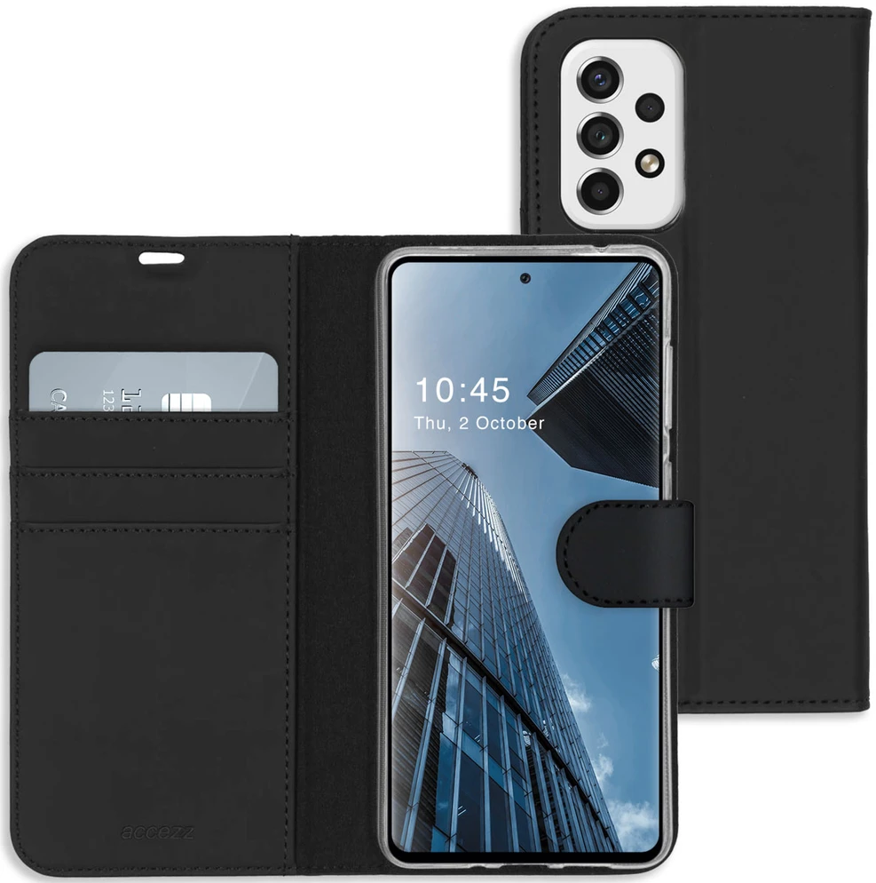 Accezz piniginės tipo TPU atverčiamas dėklas, skirtas Samsung Galaxy A53 – juodas