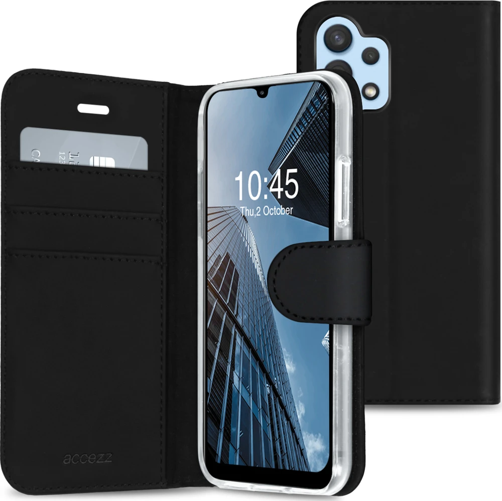 Accezz piniginės tipo TPU atverčiamas dėklas, skirtas Samsung Galaxy A32 (4G) – juodas