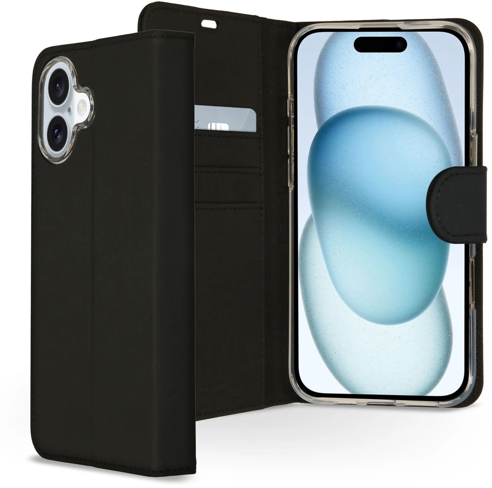 Accezz piniginės tipo TPU atverčiamas dėklas, skirtas iPhone 16 Plus – Juodas