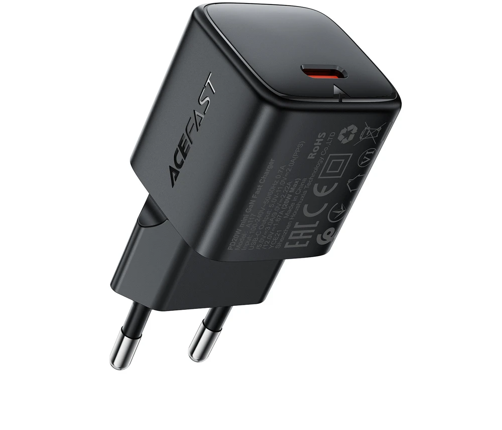 Acefast A117 GaN PD 20W USB-C sieninis įkroviklis - Juodas