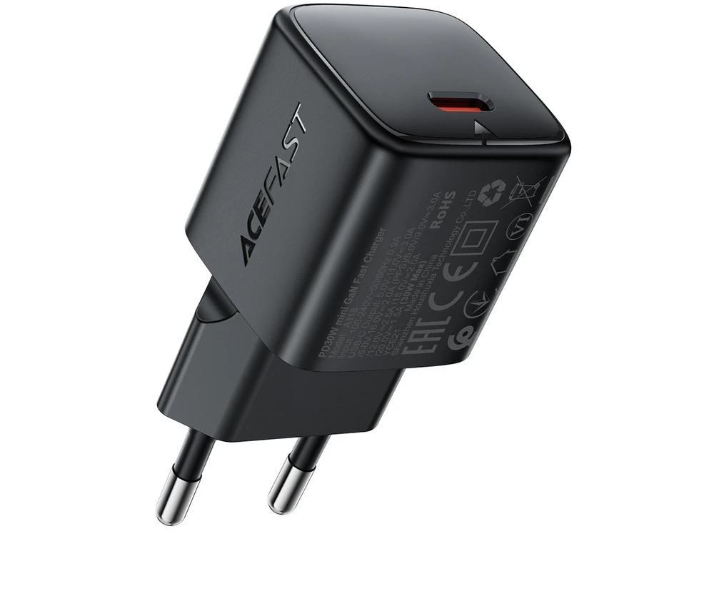 Acefast A118 GaN PD 30W USB-C sieninis įkroviklis - Juodas