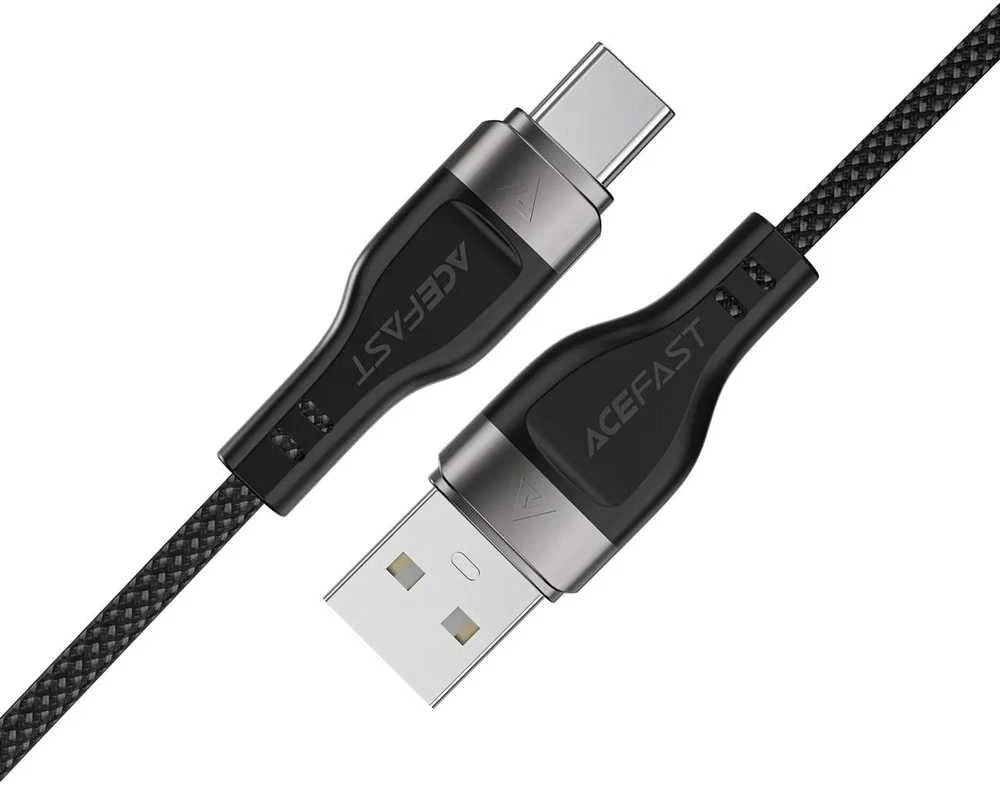 Acefast C11-04 USB-A – USB-C 3A kabelis 1.2m Magnetic Braid – juodos spalvos