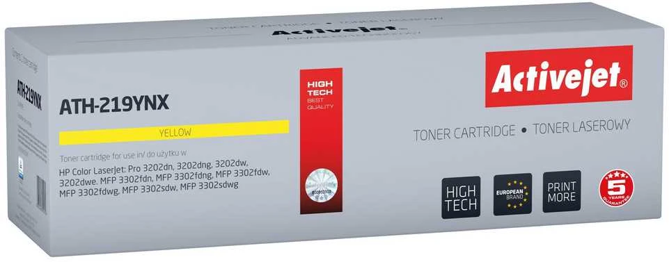 Activejet ATH-219YNX Toneris HP spausdintuvui, HP 219X W2192X; Supreme; 2500 puslapių; geltonas, su drožle