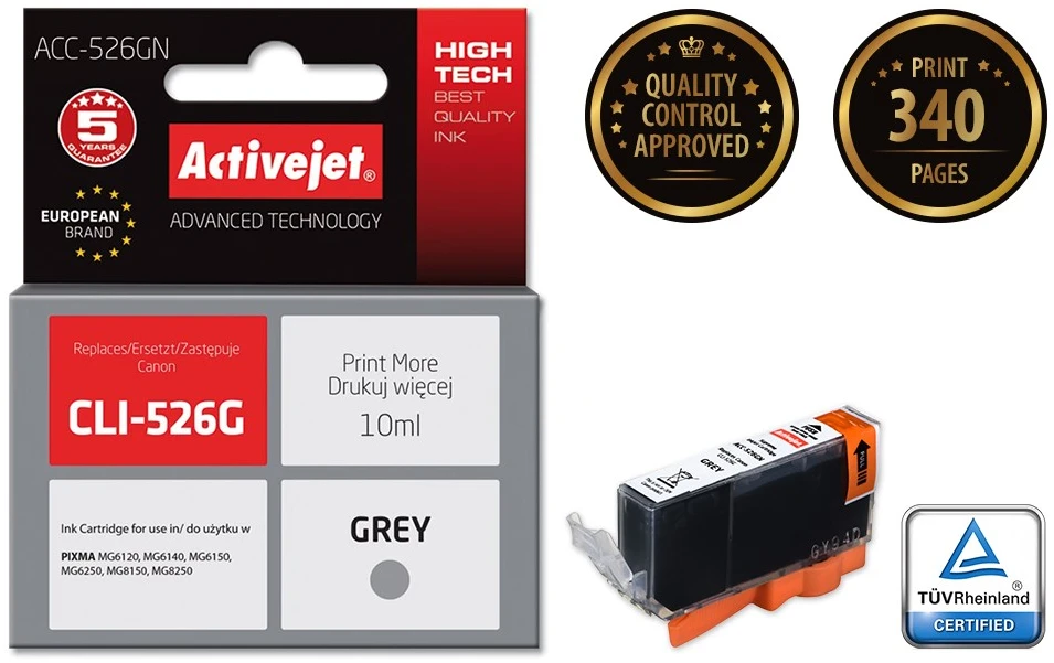 Rašalo Kasetė - Activejet ACC-526GN 10 ml Pilka