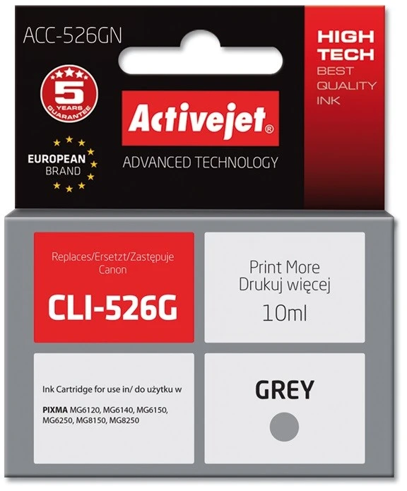 Rašalo Kasetė - Activejet ACC-526GN 10 ml Pilka