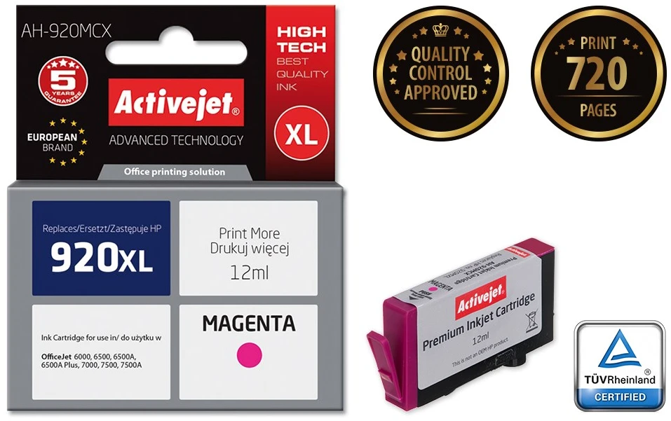 Rašalo kasetė - Activejet AH-920MCX HP 920XL Magenta