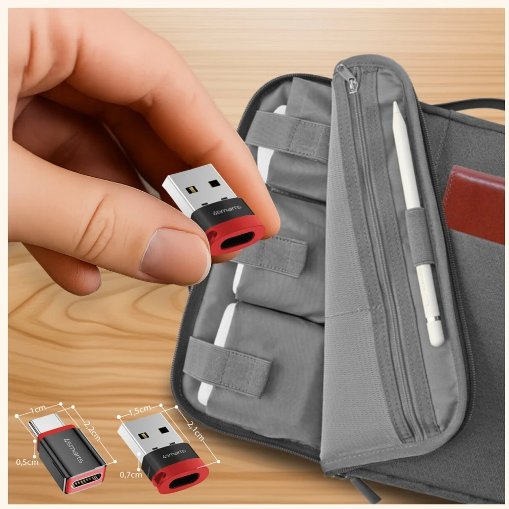 Adapteris 4smarts Data Blocker USB-C į USB-A/USB-C juodas 2vnt.