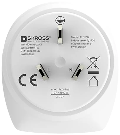 Adapteris AU / China kištukas – universalus lizdas 230V 10A SKROSS