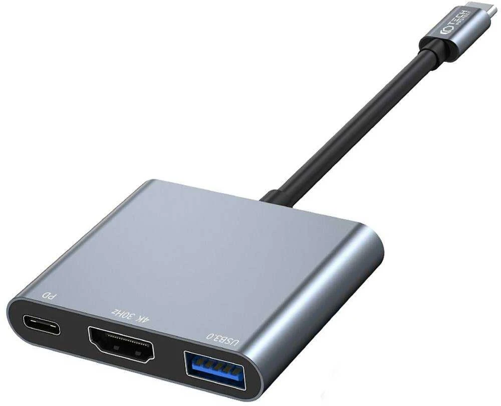 Adapteris HUB 3in1 Tech-Protect V1-HUB pilkos spalvos