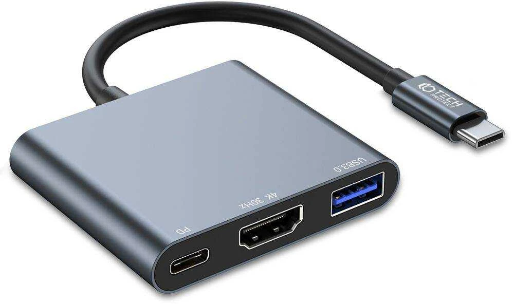 Adapteris HUB 3in1 Tech-Protect V1-HUB pilkos spalvos