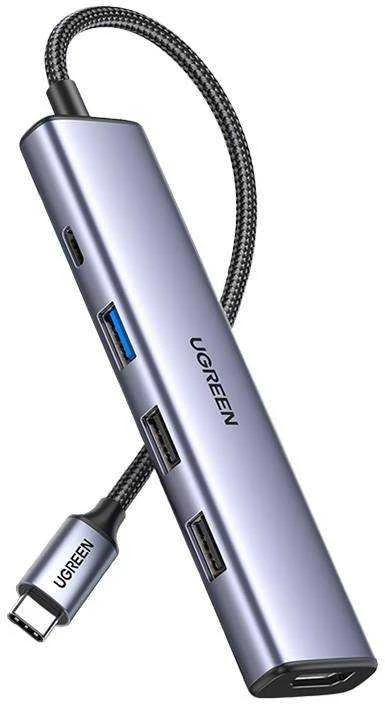 Adapteris HUB UGREEN CM478 USB-C prie HDMI, USB-A 3.0, 2x USB-A 2.0, PD