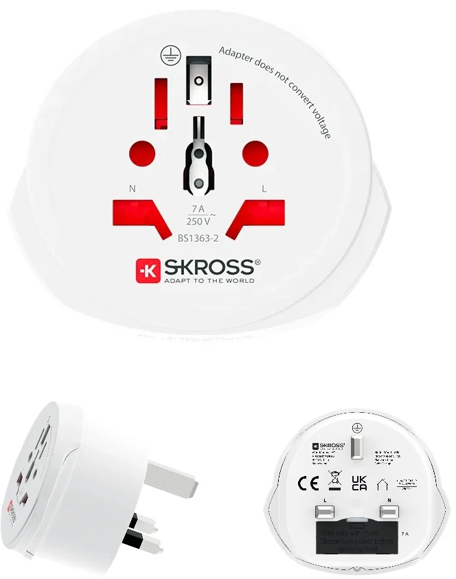 Adapteris UK kištukas – universalus lizdas 230V 7A SKROSS