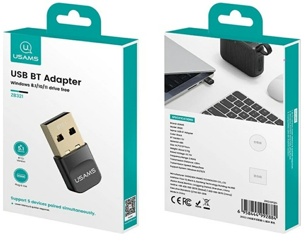 USAMS ZB321 5.1 USB Bluetooth adapteris