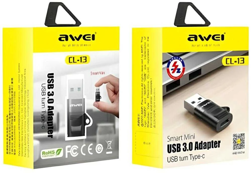 AWEI Adapteris CL-13 USB-C/USB-A juodas