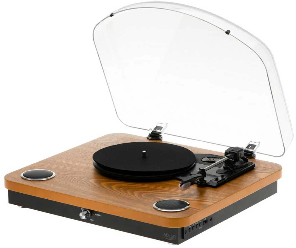 Patefonas Adler AD-1914 su USB ir Bluetooth, rudos medienos spalvos