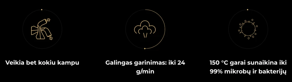 Aeno GS2 drabužių garintuvas, juodos spalvos