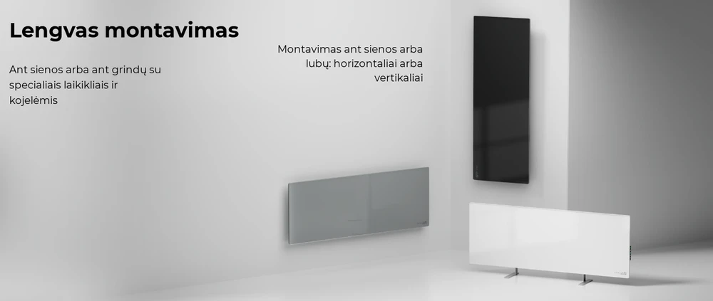 AENO GH4S Premium Eco Smart Heater, LED Ekranas, 700W, EU Plug (E/F), Juodas