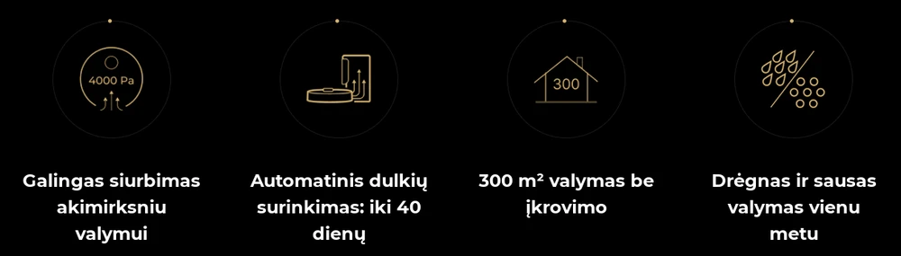 Dulkių siurblys - robotas Aeno RC4S su auotomatine dulkių išsiurbimo stotele, Baltos spalvos