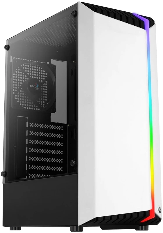 Aerocool Bionic v1 Mid Tower, RGB, Tempered Glass – Juodas/Baltas
