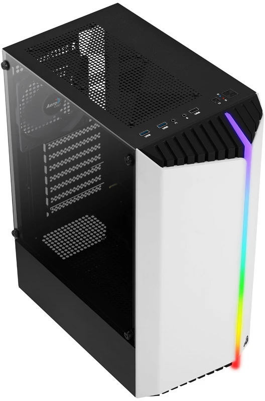Aerocool Bionic v1 Mid Tower, RGB, Tempered Glass – Juodas/Baltas