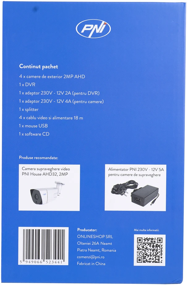 AHD PNI House PTZ1300 Full HD vaizdo stebėjimo rinkinys – NVR ir 4 lauko kameros 2MP full HD 1080P