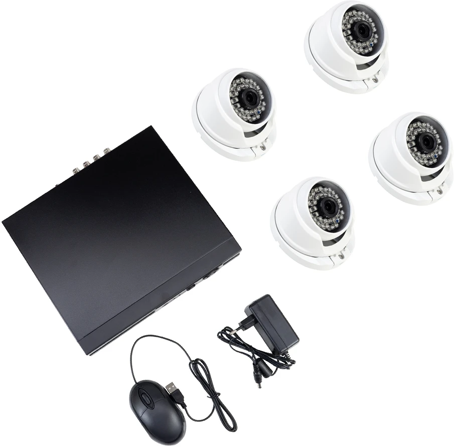 AHD vaizdo stebėjimo komplektas PNI House AHD880, 8 kanalų, 5MP – DVR/NVR ir 4 lauko kameros AHD25, 5MP, kupolinės, IP66