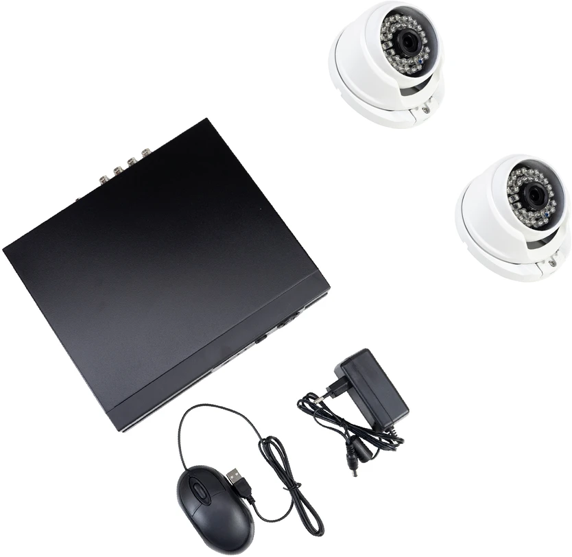 AHD vaizdo stebėjimo komplektas PNI House AHD880, 8 kanalų, 5MP – DVR/NVR ir 2 lauko kameros AHD25, 5MP, kupolinės, IP66