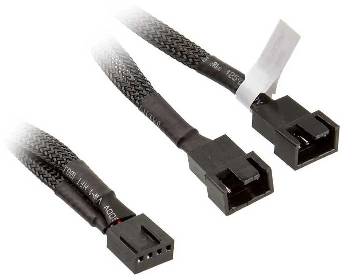 Kabelis AKASA 4-pin PWM, 0.1m, juodas / AK-0022