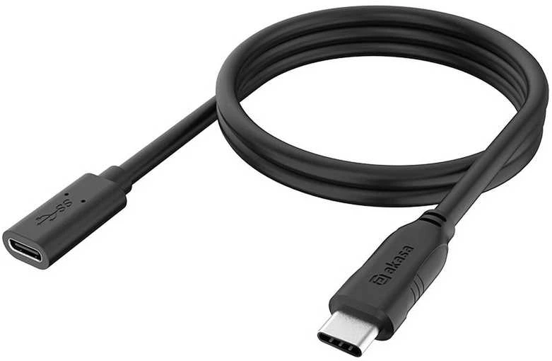 Akasa Type-C Extension Cable C(M) to C(F), 1.2 m – juodas