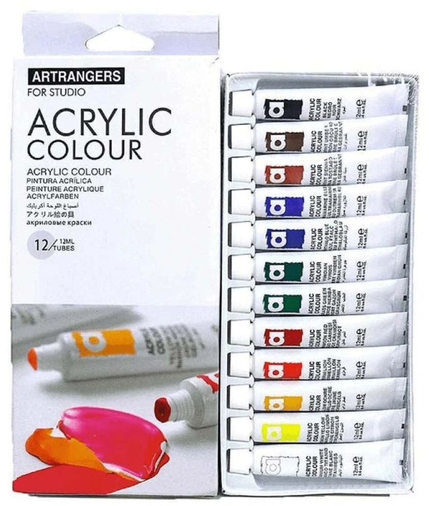 Akriliniai dažai Art Rangers, 12 spalvų, 12 ml tūbelėje