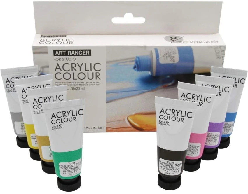 Akriliniai dažai „Art Rangers“ 8 spalvų, 22 ml metalizuotos spalvos