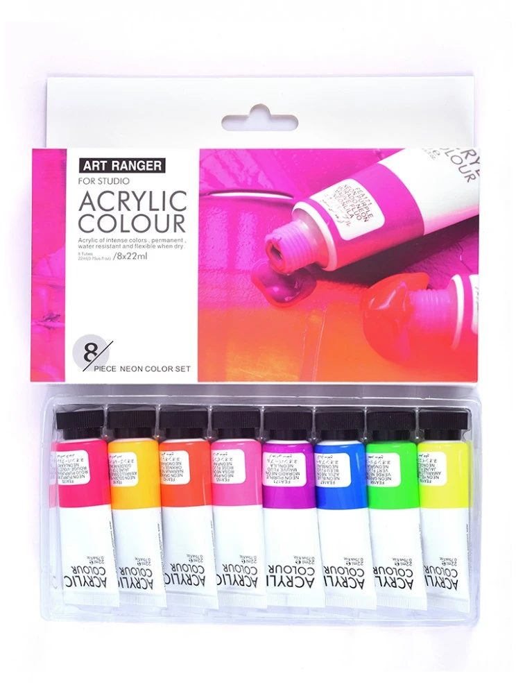 Akriliniai dažai Art Rangers 8 spalvų, 22 ml neoninės spalvos