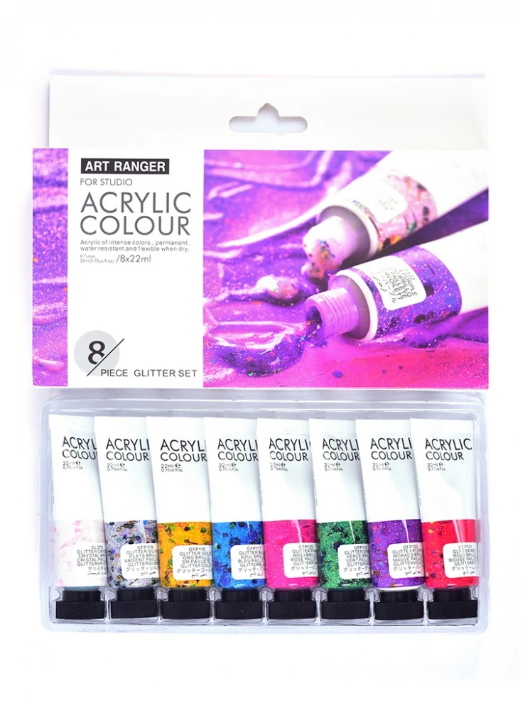 Akriliniai dažai „Art Rangers“ 8 spalvų, 22 ml, blizgučiai