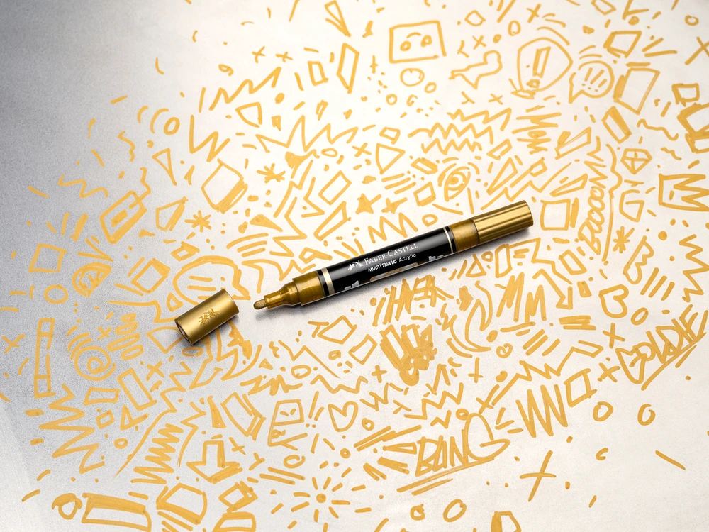 Akrilinis žymeklis Faber-Castell Multimark SP, auksinė spalva 250