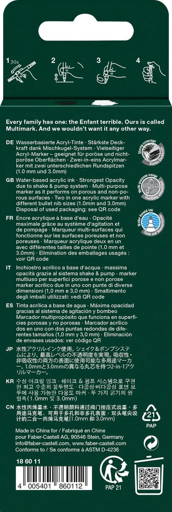 Akrilinių žymeklių rinkinys Faber-Castell Multimark juodas/baltas