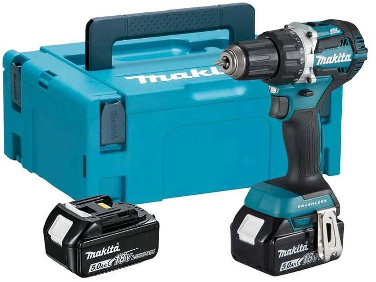 Makita DDF484RTJ Akumuliatorinis gręžtuvas, 18 V, 2x 5,0 Ah Li-ion, 54/36 Nm, 1,6kg, LED, MAKPACK