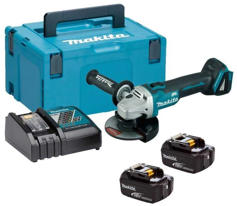 Makita DGA506RTJ Akumuliatorinis kampinis šlifuoklis, 18 V, ø125mm, 2X5,0Ah, 8500 min-1, MAKPACK