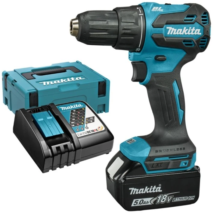 Makita DHP490RTJ komplektas su krovikliu ir lagaminu