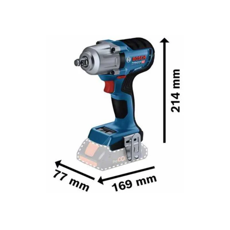 Bosch GDS 18V-450 HC techninių matmenų schema