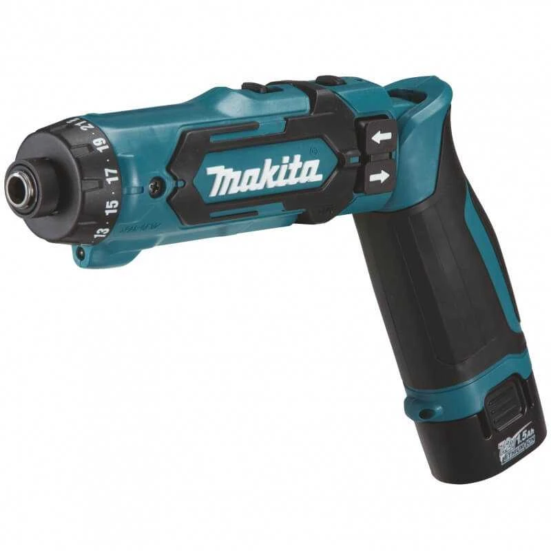 Makita DF012DSJ Akumuliatorinis suktuvas 7,2V; 2x1,5Ah Li-ion; 8Nm; 1/4"; LED; 2-greičiai, MAKPACK