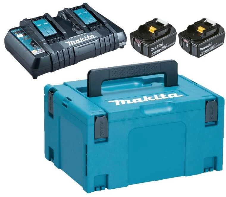 Makita Akumuliatorių ir dvigubo kroviklio komplektas LXT® 198077-8 18V • BL1860B x2 • DC18RD • LXT®