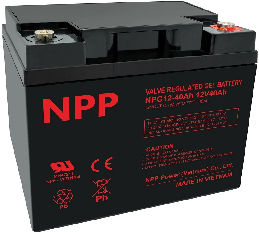 Akumuliatorius 12V 40Ah, Pb GEL (želinis) T14(M6) NPP