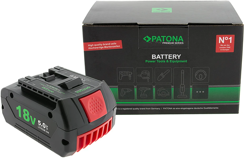 Akumuliatorius Li-Ion 18V 5Ah skirtas Bosch GBA180LED GSR 185-LI GSB 18V-65 PATONA