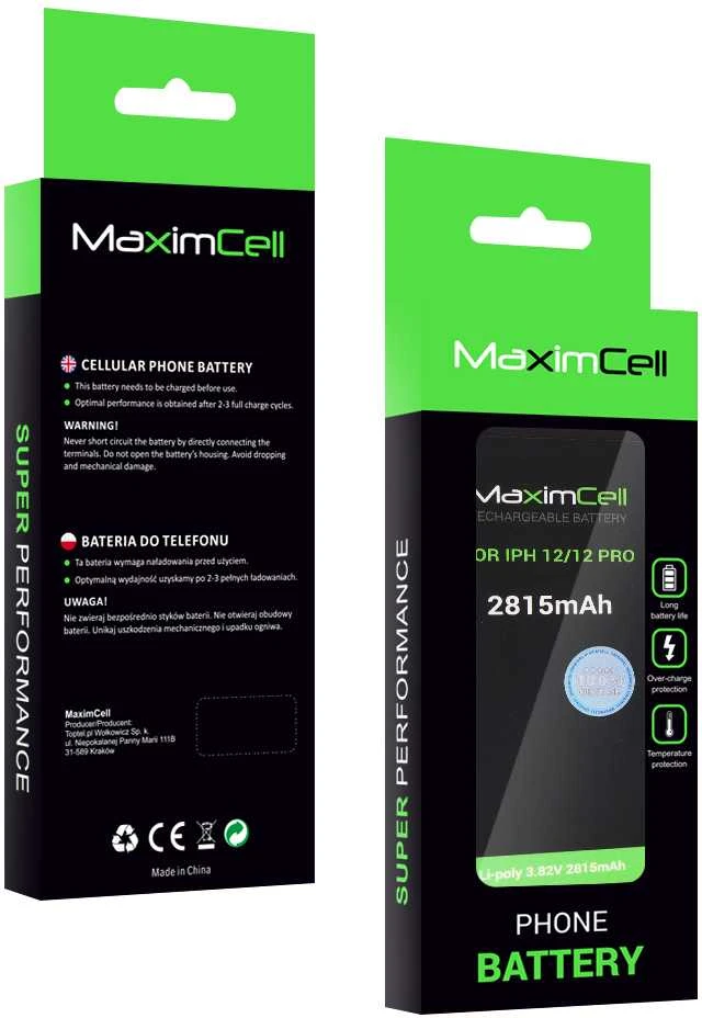 Akumuliatorius Maximcell skirtas Iphone 12/12 Pro 2815mAh Li-poly